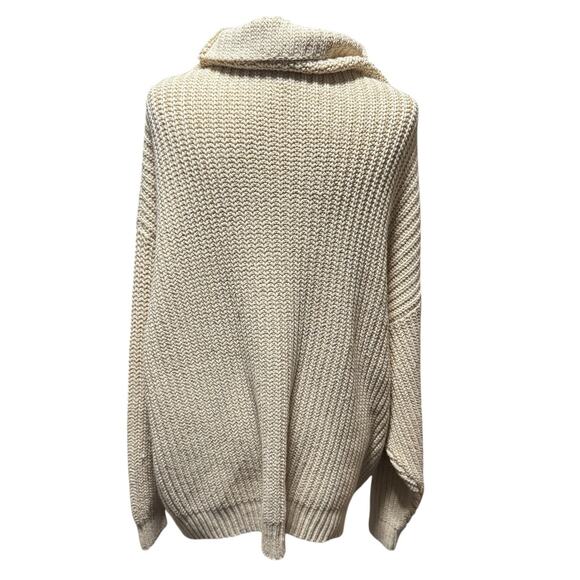 Free People Oversized Turtleneck Sweater Cream Textured Knit XS (Oversized) - Picture 3 of 7